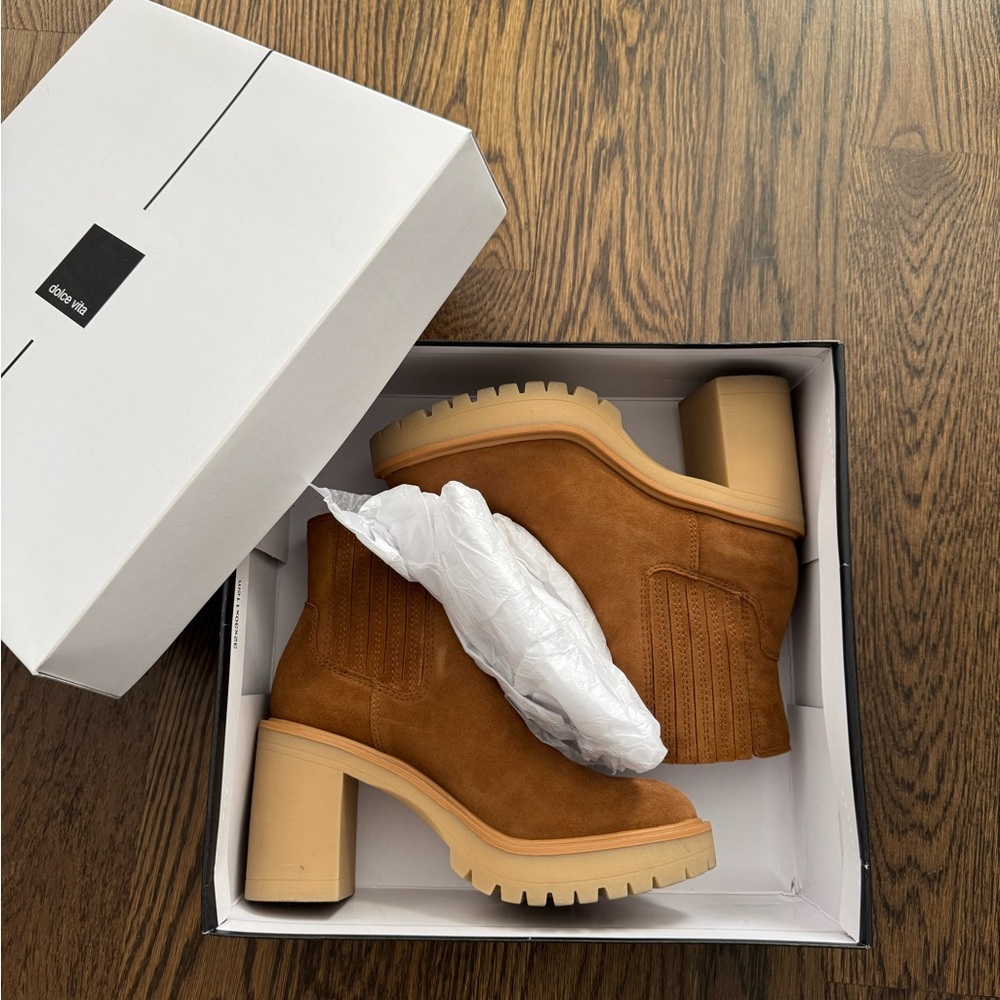 Dolce Vita Brown Suede Heeled Boots - Caster Waterproof - Picture 6 of 7
